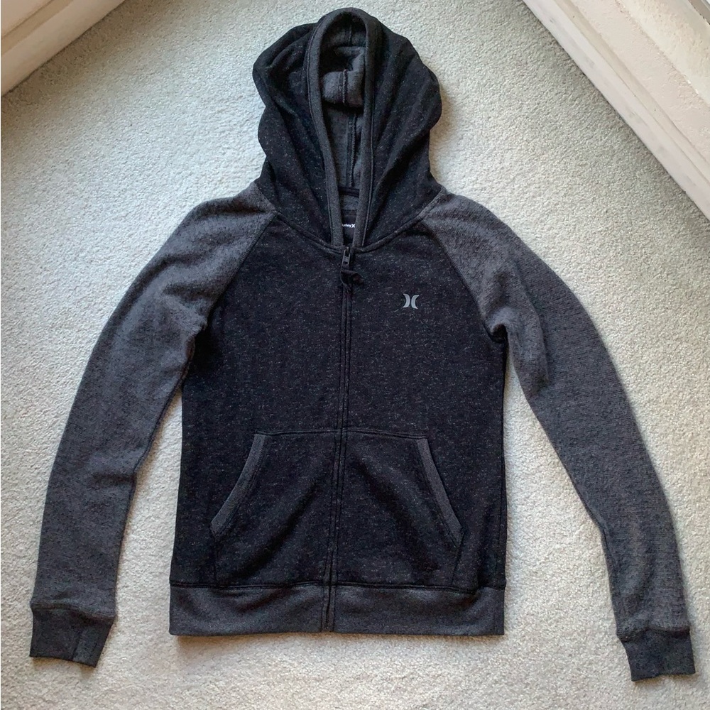 HURLEY Olympia Zip Up Knit Hoodie XS Black Grey NEW Women